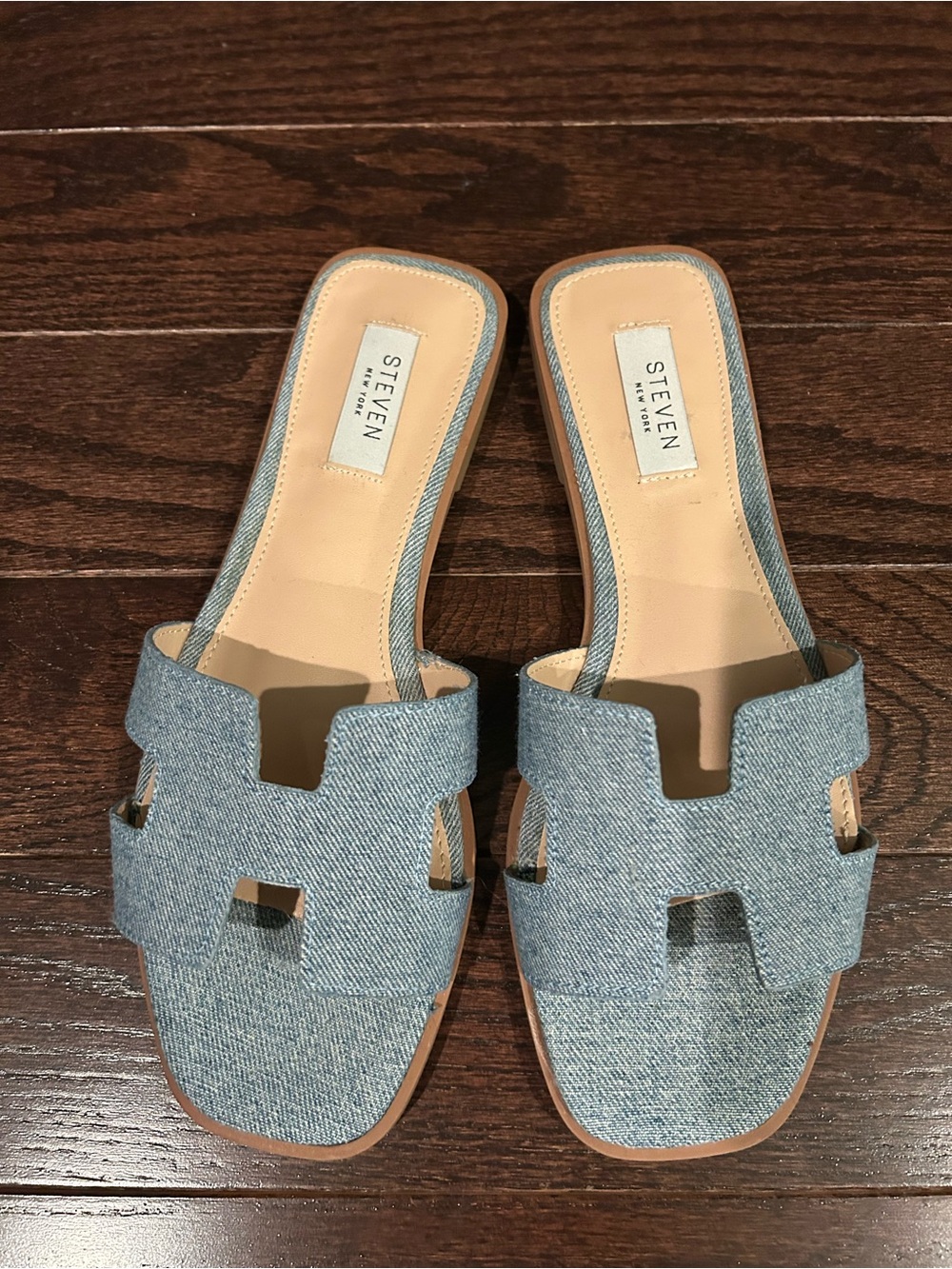 Steven By Steve Madden Light Blue Denim Slide Sandals